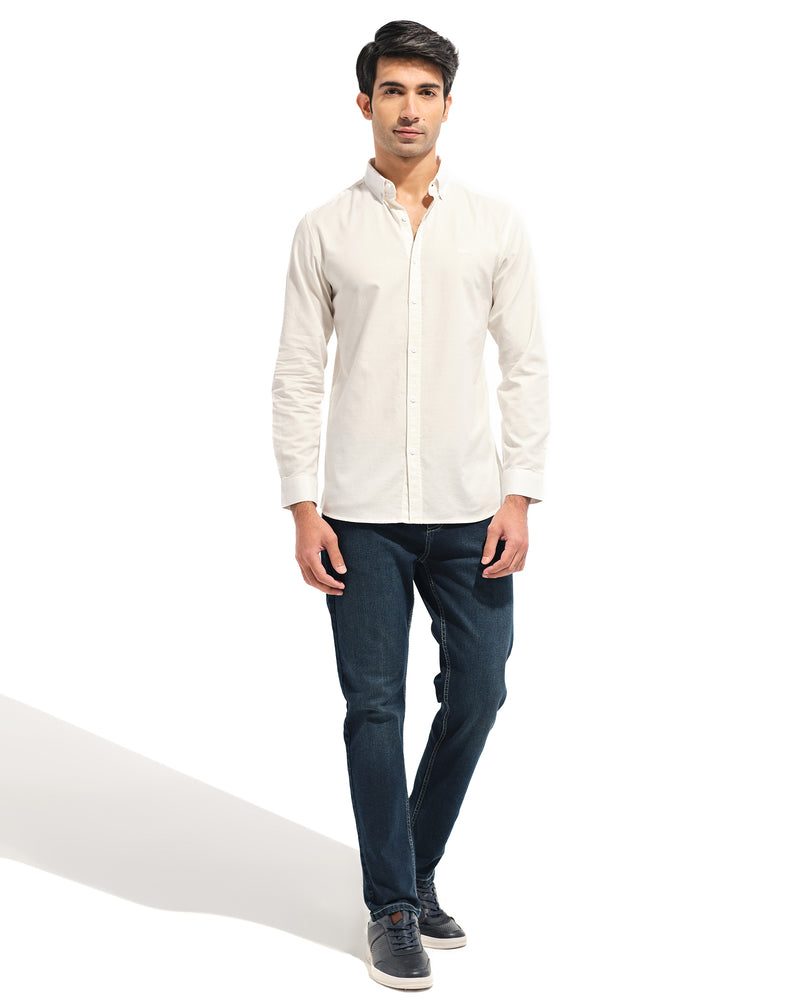 Buy Men Cream Slim Fit Formal Full Sleeves Formal Shirt Online - 755690 |  Peter England